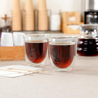 Restaurantware-Forma Professional 6.8 Ounce Double Wall Coffee Cups, 2 Insulated Latte Glasses - Dishwashable, Reusable, Clear Glass Beverage Cups, Freezable, For Hot Or Cold Beverages