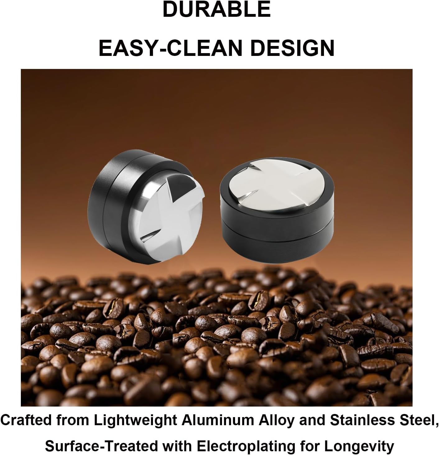 53mm Coffee Distributor, Gravity Espresso Distribution Tool with Adaptive Height for Barista, Coffee Leveler for 53mm Portafilter, Black