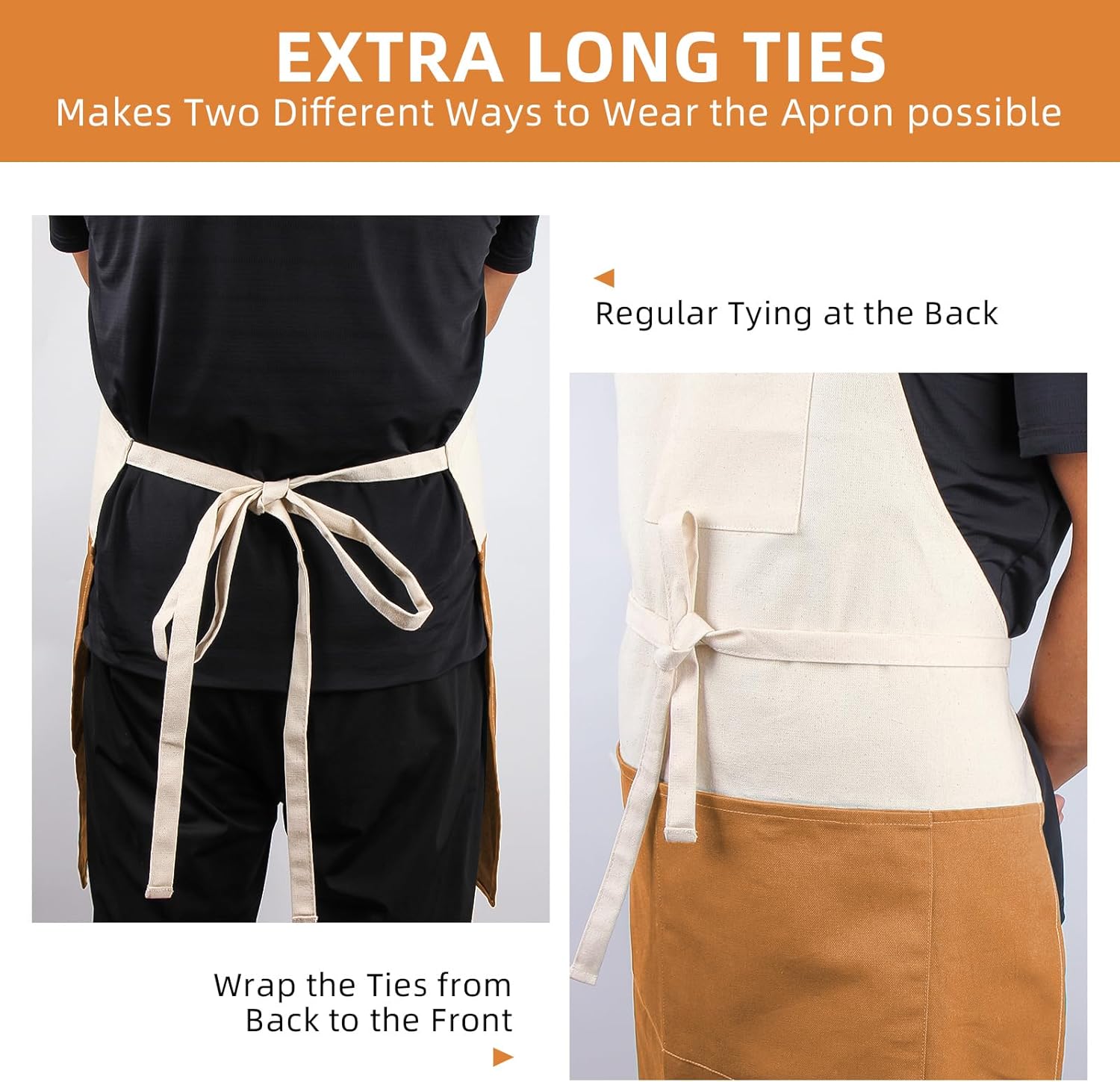 Chef Apron Unisex Two-Tone Professional Kitchen Bib Apron with 2 Pockets Cooking, Grilling, and Baking Gift