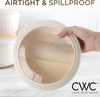 COOK WITH COLOR Prep Bowls with Lids- Wide and Deep Nesting Plastic Small Mixing Bowl Set with Lids, 12 Piece Set - Wide Bowls, Brown