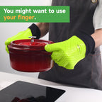 GEEKHOM BBQ Gloves Heat Resistant Oven Mitts - Silicone Grilling Gloves with 13.7" Arm Protection - Waterproof Pot Holder Non-Slip for Men & Women, Kitchen Outdoor Cooking, Baking, Camping, Green