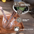 Solid Black Walnut Wood 3Pcs 6" Coffee Stirrers | Reusable & Multifunctional for Hot/Cold Beverages (Coffee, Milk, Oatmeal), Cooking & Crafts (jam, peanut butter Spreader, DIY Projects)