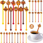 30 Pcs Thanksgiving Drink Stirrers Acrylic Turkey Coffee Stirrers Swizzle Sticks Fall Cocktail Swizzle Sticks Mixers for Thanksgiving Autumn Party Tea Coffee Bar Supplies