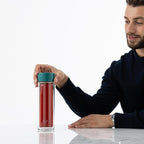 Glass Multi Tea Infuser Bottle 14oz - Double Wall Borosilicate Glass Flask | No Plastic Touches Contents | Perfect for Office or Home - Dark Green