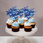 30 PCS Foil Firework Cupcake Toppers Sparkle Tinsel Cupcake Picks Happy Birthday Cake Toppers Drink Stirrers Cocktail Fruit Toothpicks for Baby Shower Birthday Party Decorations Supplies Dark Blue