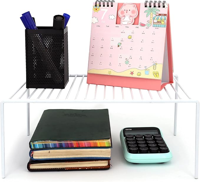 Redrubbit Large (15.7 x 9. 4 Inch) Cabinet Storage Shelf Rack, Rustproof Kitchen Counter and Cabinet Shelf, Storage Rack Organizer for Kitchen, Fridge, Cabinet, Bathroom, Set of 2