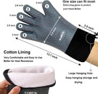Walfos Silicone BBQ Gloves - Heat Resistant Grilling Gloves, Premium Non-Slip Kitchen Silicone Oven Mitt with Protective Cotton Layer Inside, Waterproof, Great for Grilling, Kitchen and Cooking, Gray