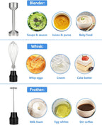 Immersion Blender Handheld,700W Hand Mixer Infinitely Variable Speeds,Multi-function Stainless Steel Stick Electric Kitchen Smoothie Blender with Detachable Whisk, Milk Frother,for Soup Puree