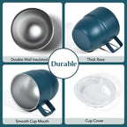 4oz Stackable Cup, Vacuum Insulated Espresso Cup Set of 2, Espresso Shot Mug for Coffee, Double Wall Stainless Steel Mini Tumbler Shot Glasses with Straw and Lid (B-blue2P, 4oz)