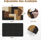 Arttown Coffee Mat for Countertops, Retro Ethnic Geometric Modern Black Brown Dish Drying Mat 2 Pcs for Kitchen Bar Accessories, Coffee Maker Espresso Machine Dish Rack Hide Stain Rubber 12x19in