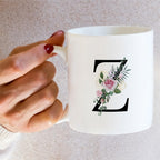 Retreez Initial A-Z Floral Botanical Bouquet Alphabet Monogrammed Monogram Mug 11 Oz Ceramic Tea Coffee Mugs - Appreciation Thank You Wedding Birthday Gifts for her friend coworker sister - Z Initial