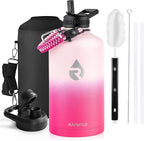 One Gallon Water Bottle Insulated, Triple Walled Vacuum Stainless Steel (Cold for 48 Hrs), Leak Proof & Non-BPA, Large Water Flask Jug with Paracord Handle & Straw Spout Lids