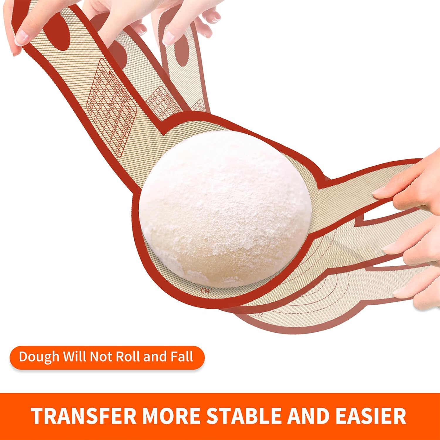 Silicone Bread Sling for Dutch Oven Liner, 2 Pack Non-Stick, Easy Clean Reusable Silicone Baking Mat with Long Handles, Easy to Transfer Sourdough Bread, Red