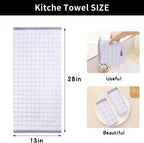 Homaxy 100% Cotton Terry Kitchen Towels(White, 13 x 28 inches), Checkered Designed, Soft and Super Absorbent Dish Towels, 8 Pack