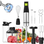 Consciot 10-in-1 Immersion Blender Handheld Max 1100W with Entire Stainless Steel Blender Shaft, Trigger Speed Control, 800ml Beaker, 600ml Chopper, Beaters, Frothers, Hooks, Masher, Whisk & 600ml Cup
