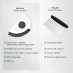 Nextrend BakerScraper – 5-in-1 Flexible Bowl Scraper, Bench Scraper and Dough Scraper with Stainless Steel Edge, Ruler & Herb Stripper – BPA Free, Dishwasher Safe - Gray
