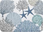 Summer Coastal Dish Drying Mats for Kitchen Counter 16x18 Inch Sea Shells Starfish Drying Mat High Absorbent Reversible Kitchen Mat Blue Coral Ocean Themed Dishes Pad for Countertop Tableware Decor