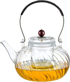 Glass Teapot with Removable Infuser, Stovetop Safe Glass Tea Kettle, 980 ml 33 oz, Clear Teapot for Loose Tea, Tea pot for Blooming Flower Tea and Loose Leaf, Tea Maker Gift