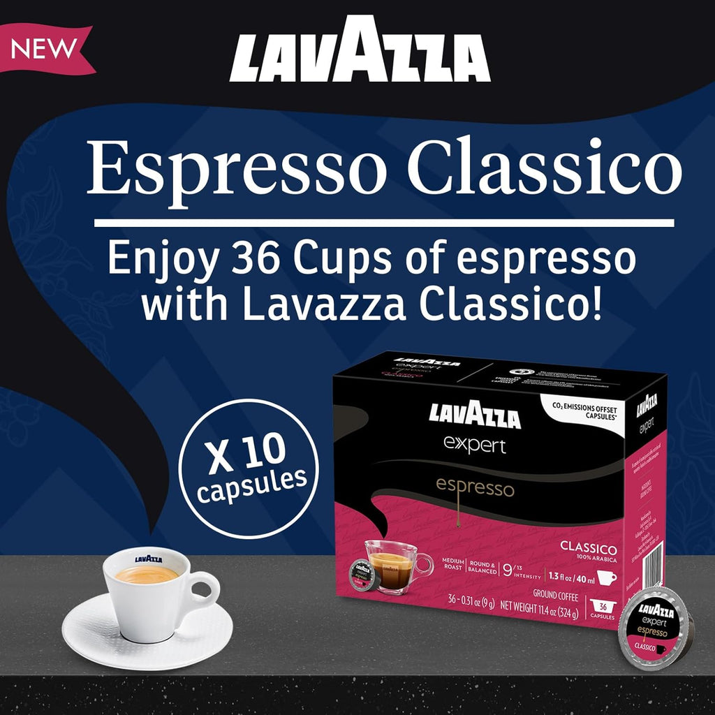 Lavazza Expert Espresso Coffee Pods Variety Pack – 30 Count – Includes Classico, Intenso & Decaf Capsules – Keto-Friendly, Rich & Smooth Italian Blend – Compatible with Lavazza Classy Machines
