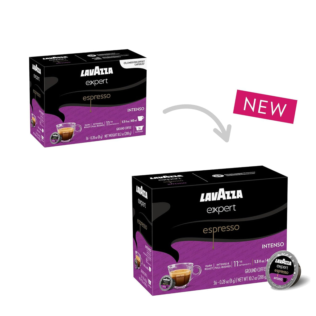 Lavazza Expert Espresso Intenso Capsules, Dark Roast, Arabica and Robusta Blend, Compatible with Lavazza Classy Machines (36 Capsules)