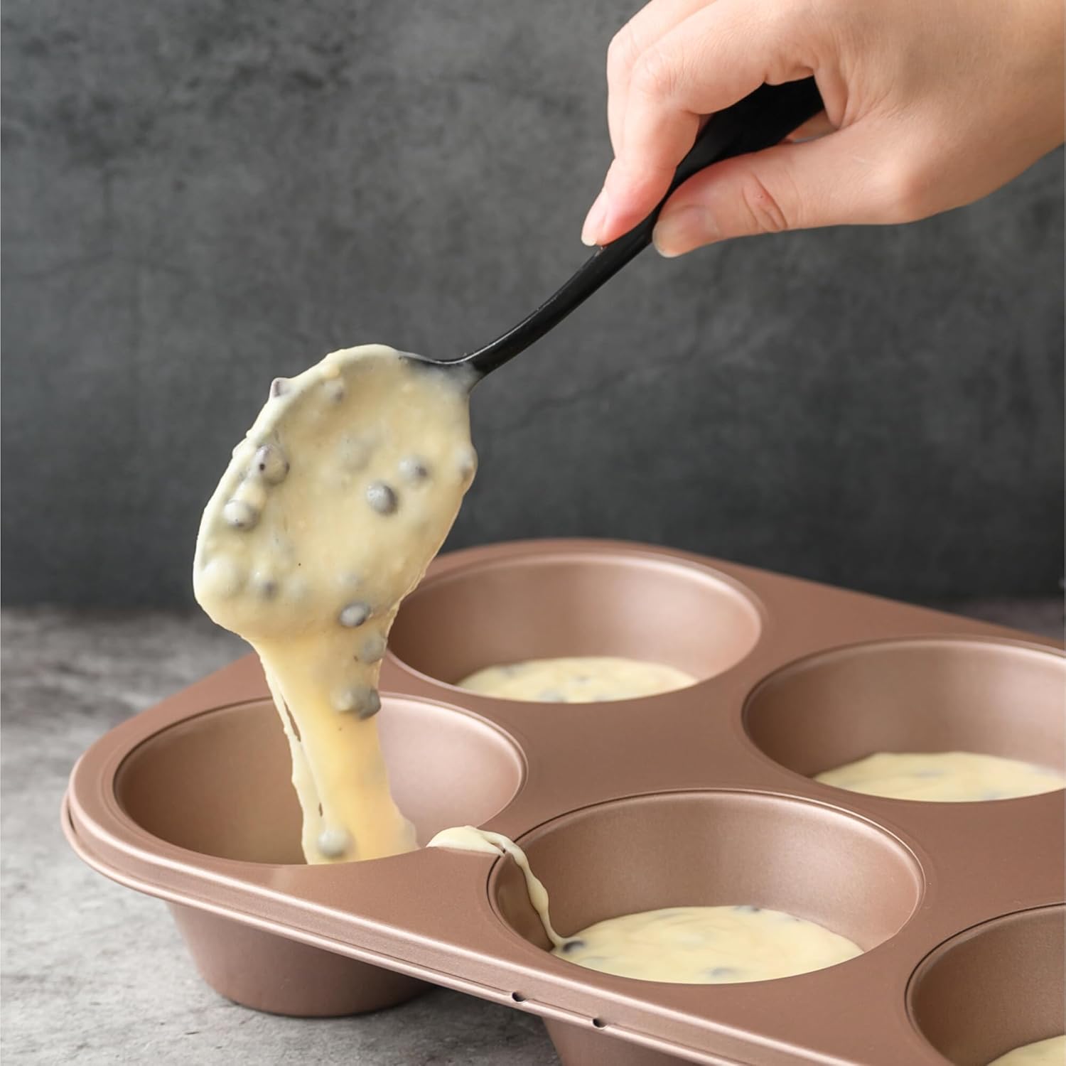 Non Toxic Nonstick 6 Cup Jumbo Muffin Pan | Large Cupcake Tin for Oven | Nontoxic Muffin Tins Big Size | PFOA Free Cupcakes Tray