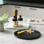 Koville Indian Natural Marble Cutting Board for Kitchen, 11inch Round Hand Crafted Marble Slab for Cheese, Charcuterie, Pastry Board - Wedding Gift, House Warming Gift(Black Galaxy)