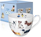 Cute Dog Mugs for Daily Coffee and Tea, Premium 20 oz Bone China Coffee Tea Hug Mug, Perfect Holiday and Birthday Gift for Dog Lovers, Designed in England by Harvest Green Studio