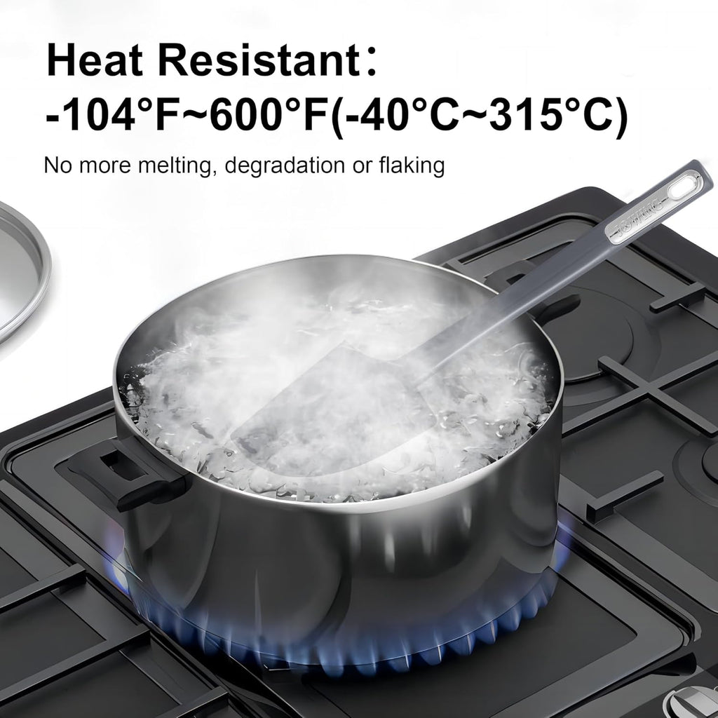 Premium Silicone Spatula Set, Flexible Heat Resistant Non-slip Handle Baking Cooking Rubber Spatulas, Grey