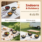 Handy Wheat Straw Bowls Set of 6,Unbreakable Ice-Cream Bowls Sets for Kids,10oz Small Dessert Bowls for Kitchen,Camping and RV.Black Series