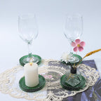 Glass Coaster 6 Pack Round Cup Coasters for Drinks,Crystal Coffee Coaster,Stylish Drink Coasters for Kitchen Bar Dining Room Living Room Office Decor and Jewelry Storage,Green