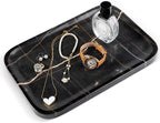 Koville Marble Tray, 12"x8" Marble Vanity Tray for Bathroom Kitchen Countertop, Rectangular Stone Tray for Cosmetics Perfume Trinket, Decorative Catchall Trays (Black)