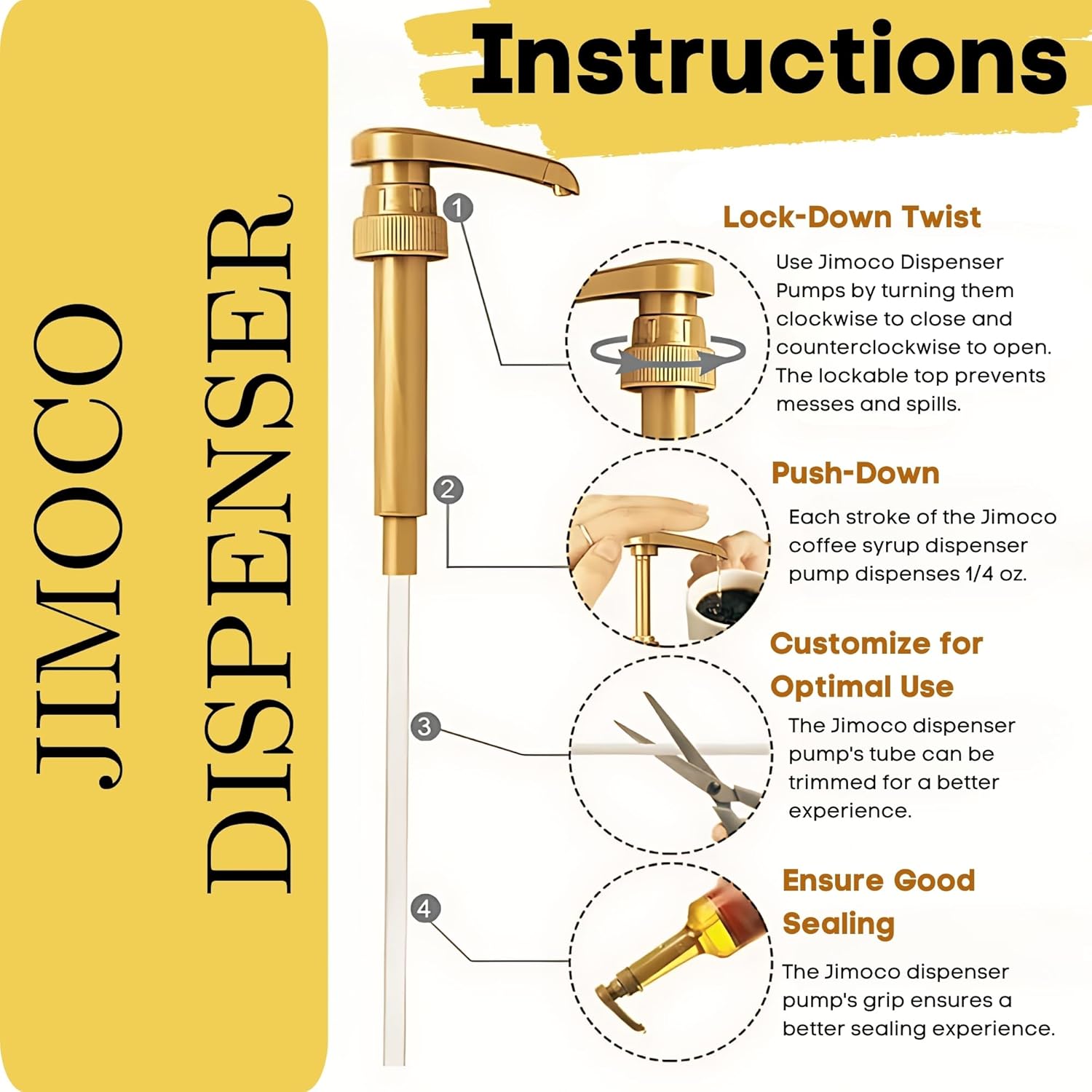 Jimoco® Syrup Pump Dispenser + Torani® CREME DE Banana Syrup, 25.4 oz - Coffee Syrup Pump & Flavoring Bundle