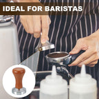 uxcell 51mm Coffee Tamper, Stainless Steel Espresso Press Tamper, Espresso Tamper with Wooden Handle Suitable for Coffee Shop, Restaurant Bar, Bakery (Dark Brown)