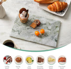 Koville Green Marble Cutting Board for Kitchen Countertop, 12" x 8" Real Marble Pastry Board Stone Slab Stone Cheese Boards for Home Decor, Bathroom Perfume Tray Candle Plate(Bianco Palomino)