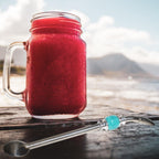 Reusable Bombilla Yerba Mate Straw - Stainless Steel Removable Spoon Style Filter with a Beautiful Bead - Metal Straw for Drinking Loose Leaf Tea - Includes Cleaning Brush(Blue)