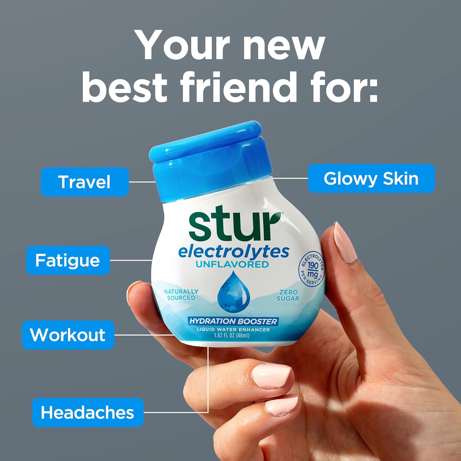 Stur Electrolyte Drops | Trace Minerals for Instant Hydration | No Sugar, No Sweeteners | Zero Calories | Unflavored Liquid Water Enhancer | Vegan & Keto Friendly | 5 Bottles (Makes 160 Drinks)