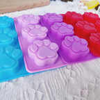 Puppy Dog Paw Silicone Molds,Non-Stick Food Grade Silicone Molds for Chocolate, Candy, Jelly, Ice Cube, Dog Treats Baking Mould(Set of 4PCS) (Blue Pink Purplish Red)