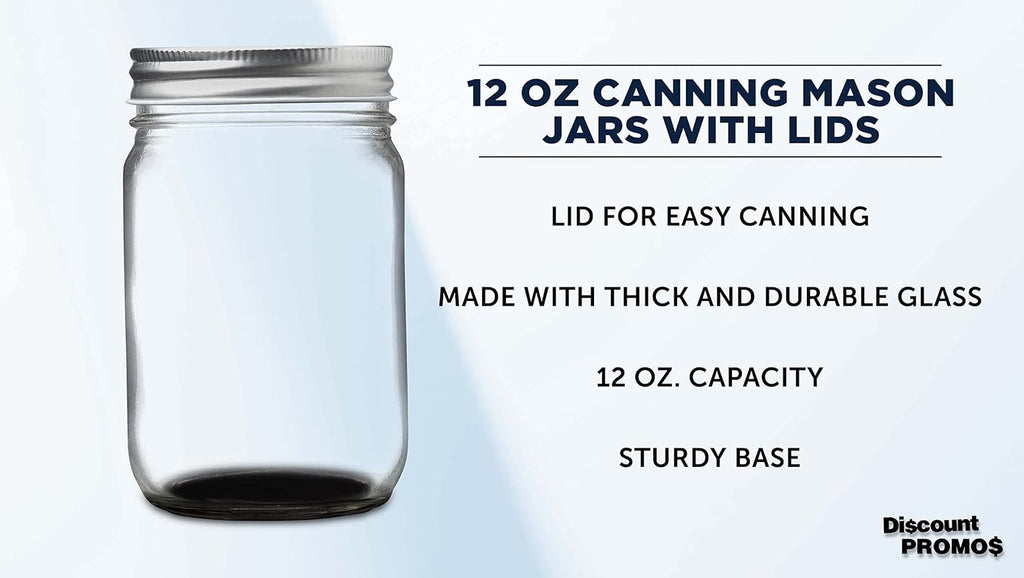 DISCOUNT PROMOS 10 Decorating Mason Jars Set, 12 oz. - Canning, Aluminum Lid - Black