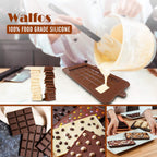 Walfos Break-Apart Chocolate Molds, Non-Stick Silicone Chocolate Bar Mold, Food Grade Candy Bar Mold, Perfect for Energy Bar, Cocoa Mini Bar, Basic Bites, 4 Pack