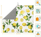 Lemon And Leaves Dish Drying Mat, Highly Absorbent Microfiber Kitchen Counter Pad Reusable Washable, 16*18"