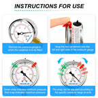 MEANLIN MEASURE -30inHG~0Psi Vacuum Pressure Gauge 1/8" NPT 2.5" FACE DIAL, Stainless Steel Liquid Filled Pressure Gauge WOG Water Oil Air Lower Mount (with 2PCS Snaps)