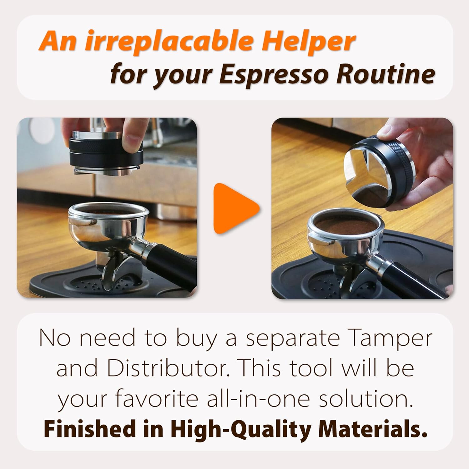 Premium Barista Espresso Tamper Set 53mm Aluminum and Stainless Steel (53mm, Aluminum Handle)