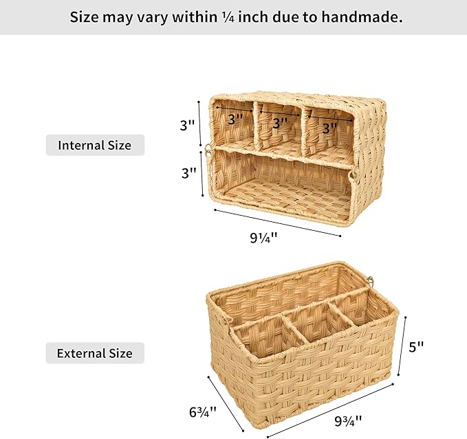 GRANNY SAYS Wicker Utensil Caddy, Utensils Holder Buffet Caddy, Spoon Cutlery Holder Utensils Organizer, Condiment Organizer Silverware Holder, Utensil Organizer for Countertop