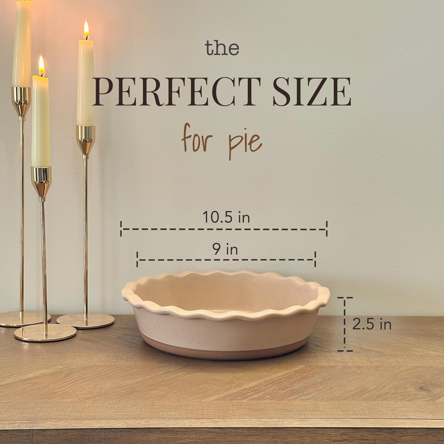 Mora Modern Farmhouse Style Ceramic Pie Pan - Deep and Fluted Dish - 9 Inch - Baking Pies: Apple, Quiche, Pot Pies, Tart