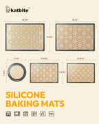 Silicone Baking Mat Set of 5, Katbite Food Grade Non-stick Reusable Cookie Sheet Bakeware Mats for Making Macaron, Cookie, Pizza, Pastry