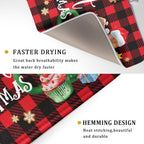 Giwawa Gingerbread Man Dish Drying Mat Large 18x24inch Have A Sweet Christmas Red Black Buffalo Plaids Dish Drainer Mats Winter Hot Cocoa Cookies Fast Drying Dish Drying Pad for Kitchen Counter