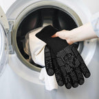 BBQ Gloves, Oven Gloves, Extreme Heat Resistant Barbecue Gloves, Silicone Non-Slip Oven Mitts, Kitchen Gloves for Cooking, Grilling, and Baking (Black)