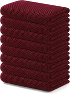 Kitinjoy 100% Cotton Waffle Weave Kitchen Towels, 8-Pack Super Soft and Absorbent Dish Towels for Drying Dishes, Kitchen Hand Towels, 13 in x 28 in, Burgundy