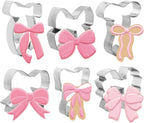 6Pcs Bowknot Cookie Cutters Coquette Bow Shape Cookie Cutting Molds Biscuit Cutters for Women Birthday Wedding Baby Shower DIY Craft Baking Supplies