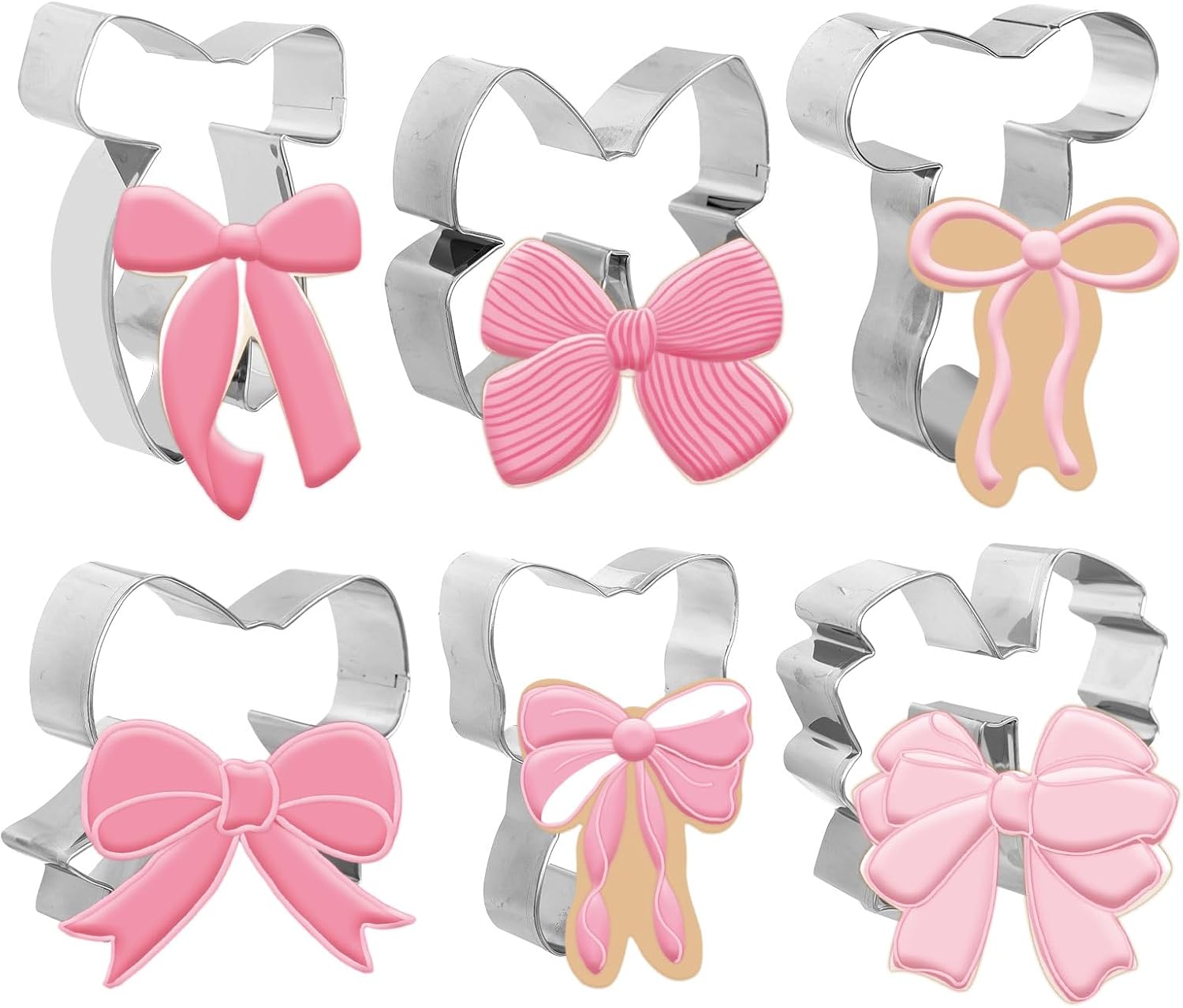 6Pcs Bowknot Cookie Cutters Coquette Bow Shape Cookie Cutting Molds Biscuit Cutters for Women Birthday Wedding Baby Shower DIY Craft Baking Supplies